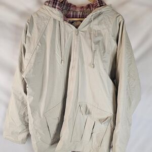 Misty Harbor Women's Beige Hooded Raincoat With Flannel Lining Size Large